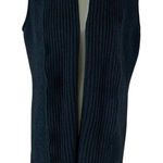 Natori  Black Ribbed Knit Open Front Sleeveless Duster Cardigan Medium Soft Cozy Photo 0