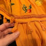 ASOS  Orange Off Shoulder Ruffled Lemon & Orange Embroidered Mini Dress Tassels 4 Photo 3