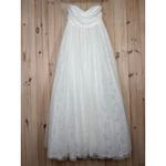 Lulus NWT  Blissful Forever White Tulle Lace Strapless Pleated Maxi Dress Size M Photo 1