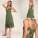 Lulus Lulu’s Missie Olive Green Floral Print Ruffled Tie-Back Midi Dress | Small Photo 1