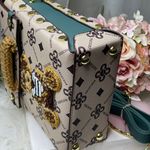 Fluffy Bear Decor Top Handle Purse, Faux Leather, Removable strap. Green strap Brown Photo 4