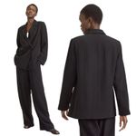 Everlane  The Drapey City Striped Blazer Double Breasted Black Size 6 Photo 1