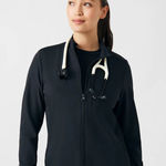 Landau Forward Women’s 3 pocket zip front Scrub Jacket Black Size Large Photo 0