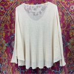 Free People Linen Knitted Scoop VNeck Long Sleeve Flowy Lightweight Tunic Top Photo 4