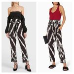 Theory 100% Silk Trousers Gunilla Interlace Ikat Black White Paperbag Pant Sze 6 Photo 1