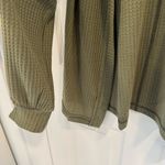 Blu Pepper NWT  Cozy Life Cardigan Open Waffle Knit Olive Balloon Sleeve Photo 2