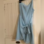 Lucy in the Sky Santorini Satin Wrap Dress in Dusty Blue Size M Photo 3