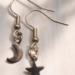 Gold and Silver Moon and Star Earrings Photo 0
