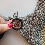 The Sak  Crochet Striped Shoulder Bag Hobo Gray Multi Color Zip Pocket Photo 3