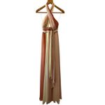 Cinq à Sept Eileen Silk Georgette Colorblock Halter Gown Pink Peach Size 2 Orange Photo 2