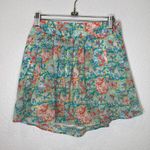 ZARA Basics Pleated Chiffon Mini Skirt Elastic Floral Lined EUC Sz S Polyester Photo 0