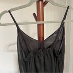 Oasap  Black Chiffon Spaghetti Strap V-Neck Slit Sheer Panel Maxi A-Line Dress Photo 8