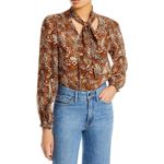 Paige Silk Marcela Blouse Cinnamon MultiButterfly Size XS $299 Academia Photo 9