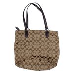 Coach  F28504 Brown Tan Signature Stripe Shoulder Tote Bag Purse Classic Logo Photo 1