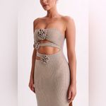 Meshki -  Stassie embellished Nude Strapless Flower Rose Diamante Maxi Dress Photo 10