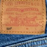 Levi's 501 Premium Crop Jeans in Charleston Fun Size 27 Big E Distressed Raw Hem Photo 14