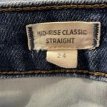 Madewell  SZ 24 Mid-Rise Classic Straight Jeans Whiskered Pocket Medium Wash Blue Photo 7