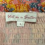 Meet Me In Santorini Smocked Bodice Floral Sleeve Mini Dress. Size Large Pink Photo 7