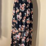 No Boundaries NOBO Black Pink Floral Strapless Maxi Dress Small Photo 0