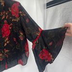 Vtg 90s Beccy's Blouses Button Sheer Top Sz 2X Whimsigoth Vampy Romantic Chiffon Black Photo 5