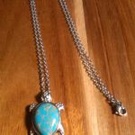 Mojave Blue Turquoise Copper Turtle Pendant Stainless Steel Necklace Photo 10