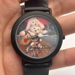 Cute Dogs with Guitar 38mm Black Leather Women’s Watch Working New Battery Photo 6