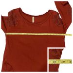 Free People  Grandpa Jersey Outer Sunset Embroidered Blouse Top - Rust - Small Photo 3