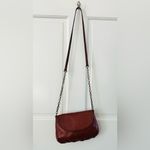 Margot New York Brown Leather Crossbody Bag Brass Chain Card Slots Photo 2