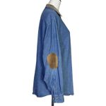 Brooks Brothers Vintage  Denim Button Up Shirt Suede Leather Collar Elbow Patches Photo 1