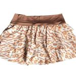 Aerie Brown and Orange Patterned Ruffle Skort Photo 1