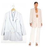 BB Dakota  by Steve Madden Dress to Thrill Blazer Light Blue Womens Size Large Photo 1