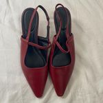 Vince Venice Slingback Pointed Toe Kitten Heel Pump In Crimson Red Leather US 8 Photo 4