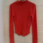 Free People NWOT Sara pointelle turtleneck longsleeve top in flame red Photo 3