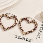 Leopard Print Heart Hoop Earrings – Trendy Animal Print Statement Jewelry Multi Photo 2