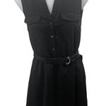 Mossimo Women's Black Sleeveless Button Front Belted Mini Shirt Dress Size XS Photo 0