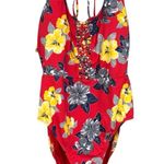 Ambrielle Ladies Red Floral Knotted Bathing Suit Halter Neck Size XL NWT Photo 0