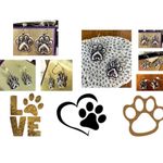 Paw Print Necklace Earrings Set Pendant 17 inch Handmade New Dog Bone An… Gold Photo 3