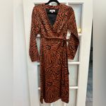 Sweet Baby Jamie Chic Brown Black Zebra Wrap Midi Dress Women’s Size Small S Photo 12