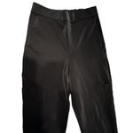 ZARA Black Tech Jogger Pants Flat Front High Rise Elastic Waist Back Medium EUC Photo 7