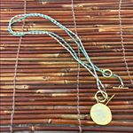 Gold Pendant Necklaces with Blue and White Chains Toggle Clasp Photo 3
