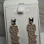 Rush Denis & Charles Rhinestone Faux Pearl MRS For Bride Pierced Dangle Earrings Gold Photo 2