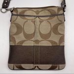 Coach Brown Signature Jacquard Stripe Crossbody Bag Purse Adjustable Strap Photo 2