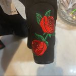 Rue 21 Open-toed ankle boots with rose printed heels Photo 2