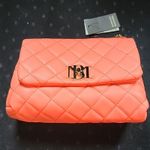 Badgley Mischka Coral Quilted Puffy Pearl Messenger Orange Purse Crossbody Bag Photo 4