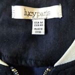 Lucy Paris  Dark Blue and White Bomber Jacket Photo 1