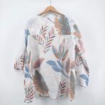 Cynthia Rowley Plus Size 3X Linen Button Up Roll Tab Sleeve Shirt Leaf Print Photo 6