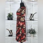 Vintage 70s Floral Midi Dress Red Black M L Size M Photo 3
