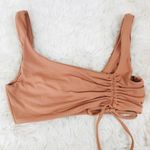 l*space L* Wilder Ruched Tie Asymmetrical Bikini Top Putty tan Brown Size Small New Photo 1