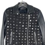 Nour Hammour Shearling Leather Studded Long Jacket Coat Black Size 36/ XS Photo 7