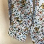 ZARA  Floral Print Blue Long Sleeve Button Up Slim Fit Blouse Top S Photo 2